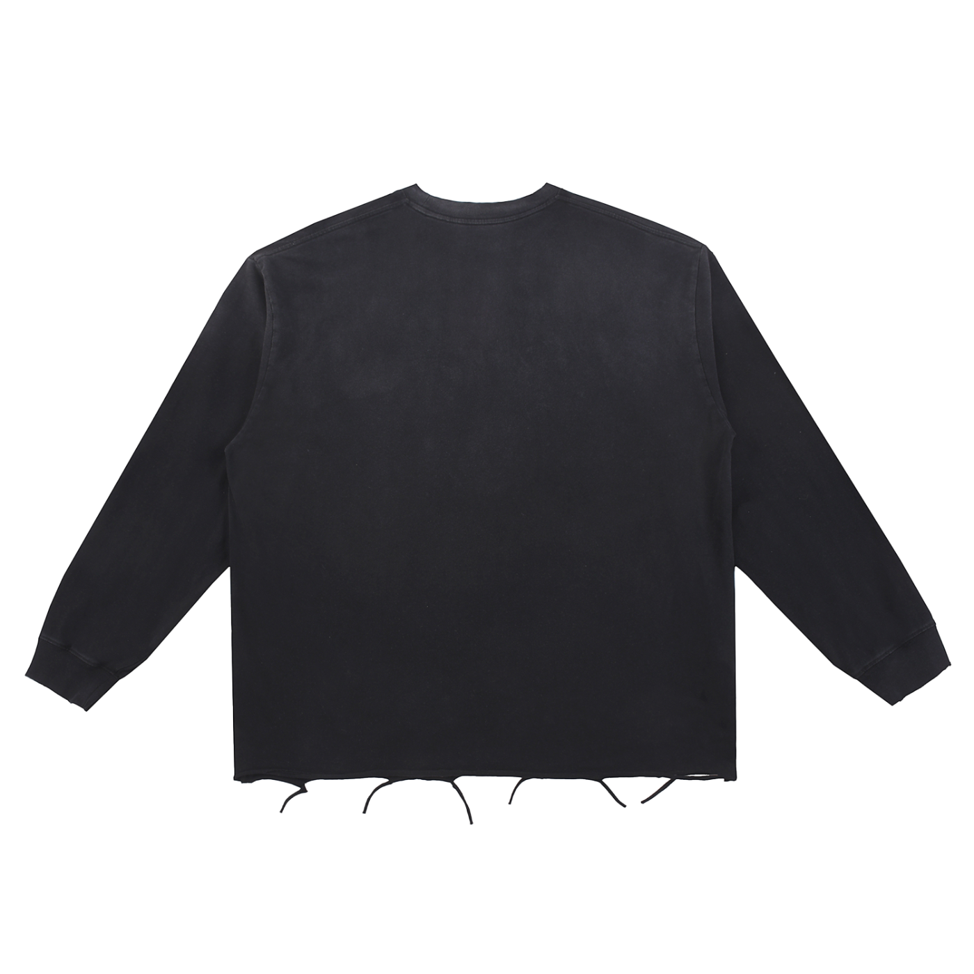 Navy Noir Snow Wash Raw Edge Cotton T-Shirt
