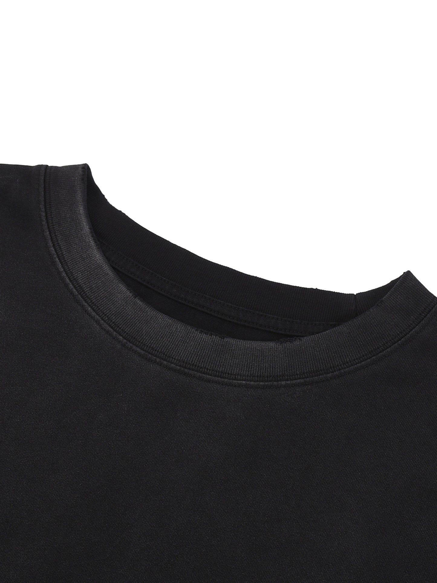 Navy Noir Snow Wash Raw Edge Cotton T-Shirt