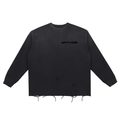 Navy Noir Snow Wash Raw Edge Cotton T-Shirt