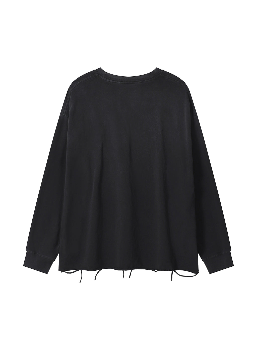 Navy Noir Snow Wash Raw Edge Cotton T-Shirt