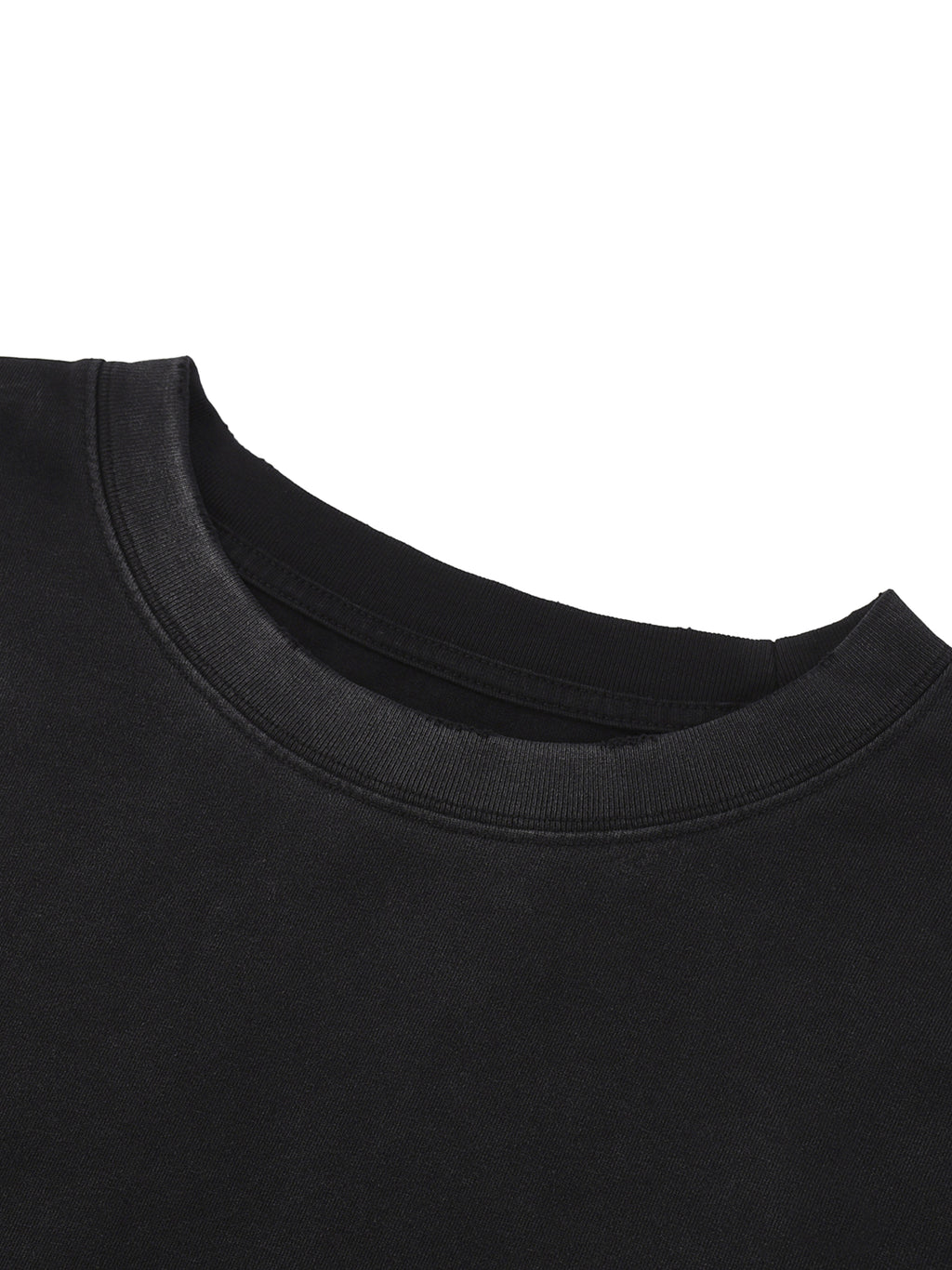 Navy Noir Snow Wash Raw Edge Cotton T-Shirt