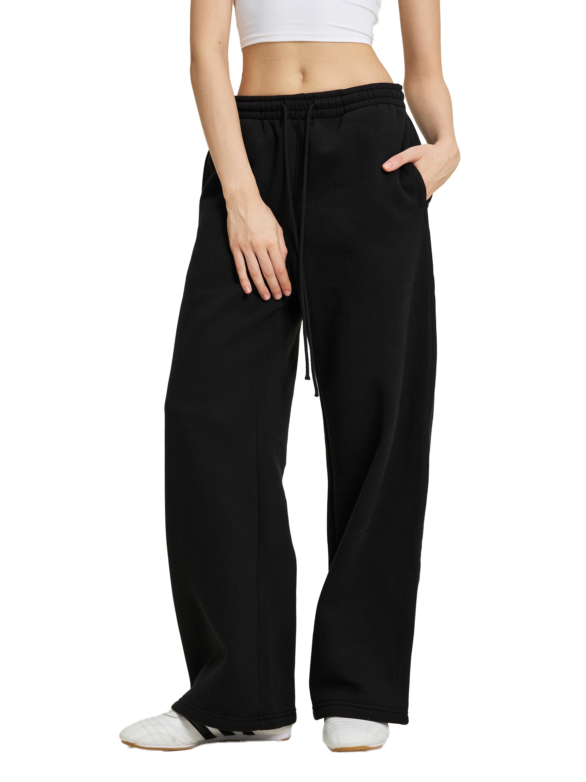 Navy Noir Fleece Drawstring Straight-Leg Sweatpants