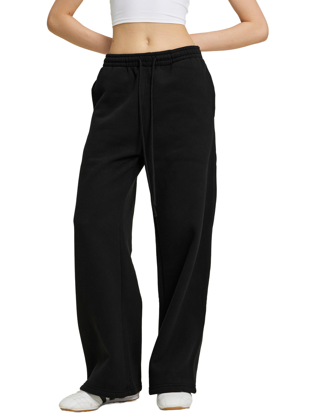 Navy Noir Fleece Drawstring Straight-Leg Sweatpants